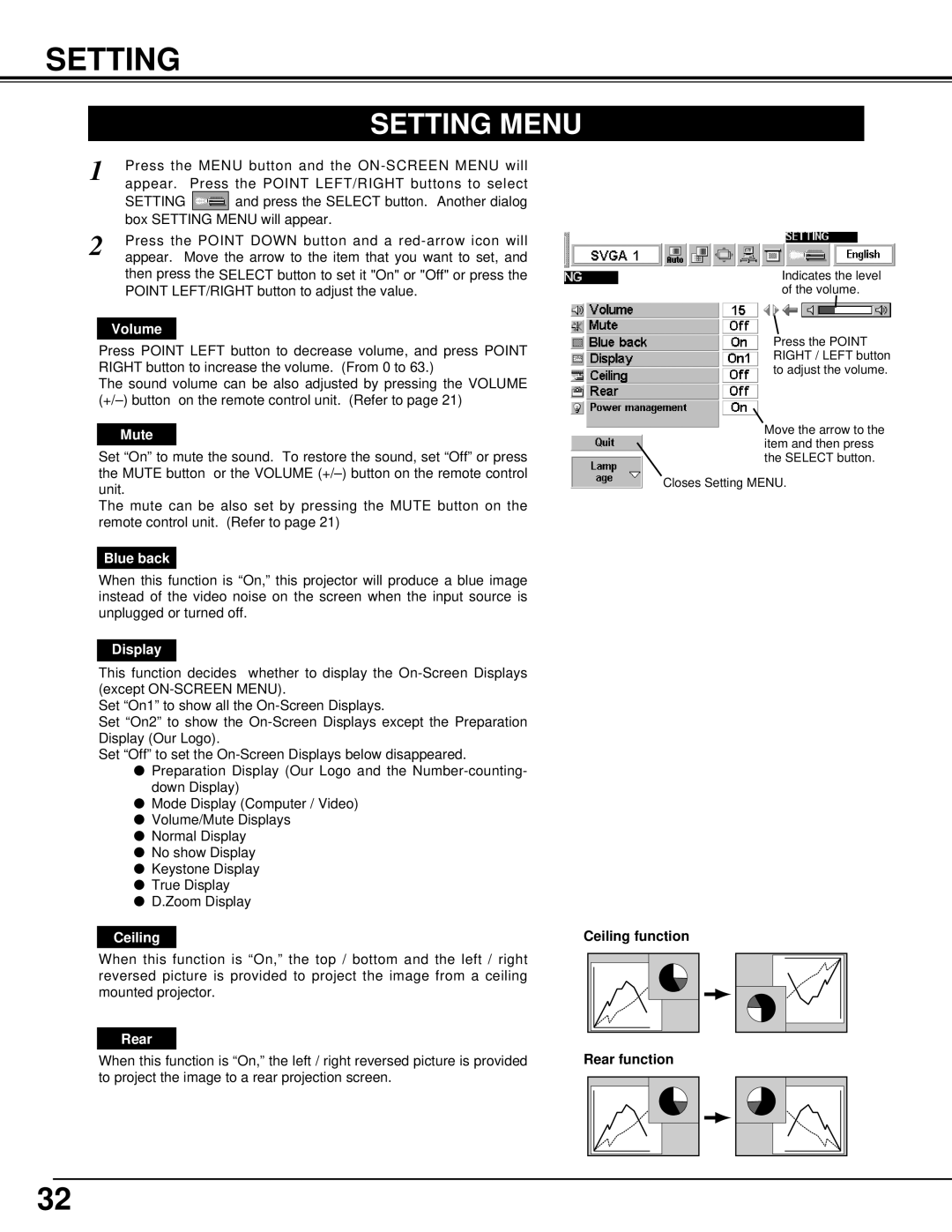 Canon LV-7105 owner manual Setting Menu 