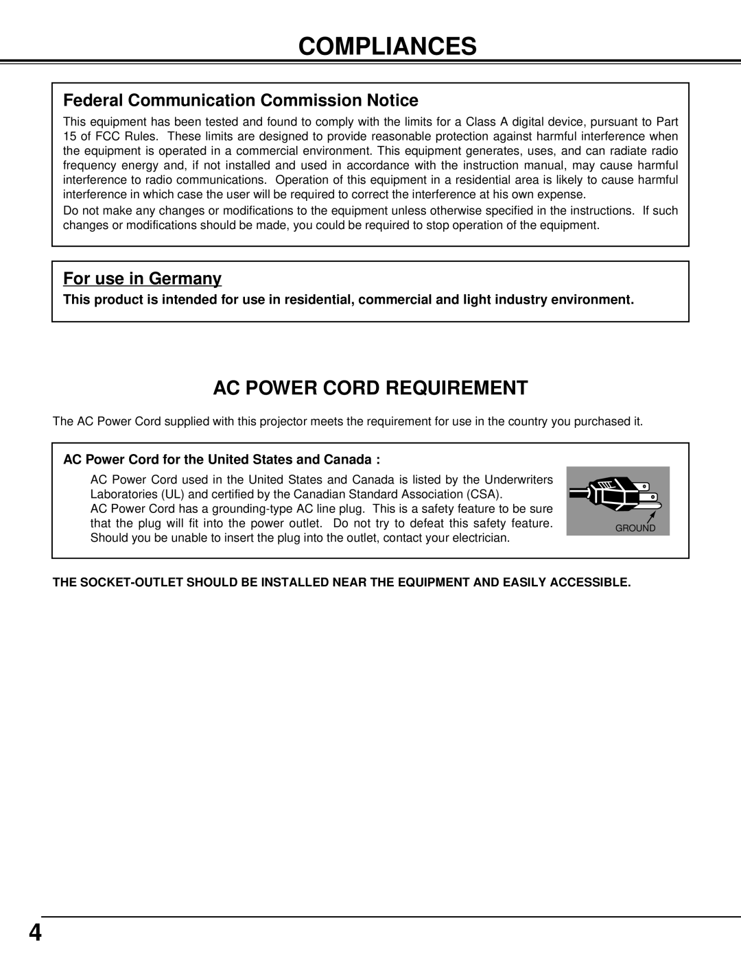 Canon LV-7105 owner manual Compliances, Federal Communication Commission Notice 