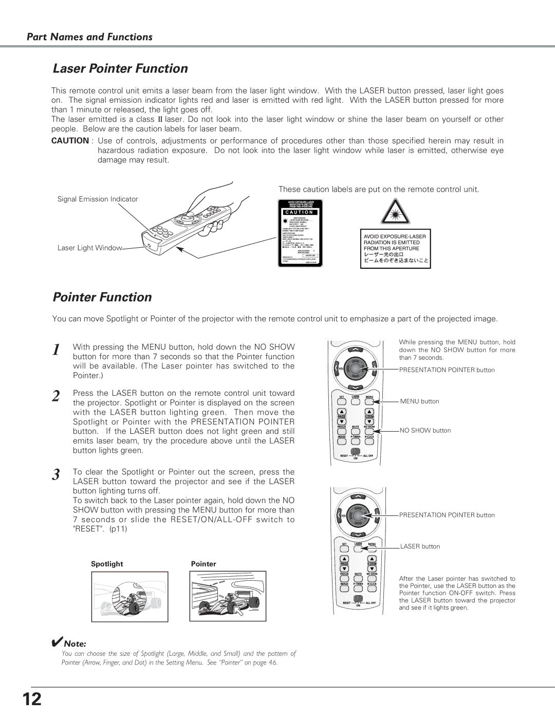 Canon LV-7225, LV-5220, LV-7220 owner manual Laser Pointer Function 