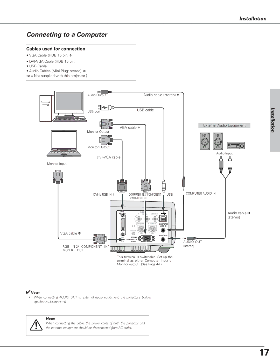 Canon LV-7220, LV-7225, LV-5220 owner manual Connecting to a Computer, Cables used for connection 