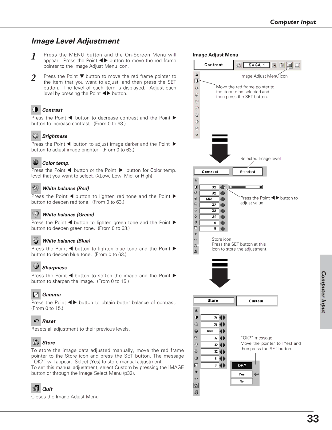 Canon LV-7225, LV-5220, LV-7220 owner manual Image Level Adjustment 