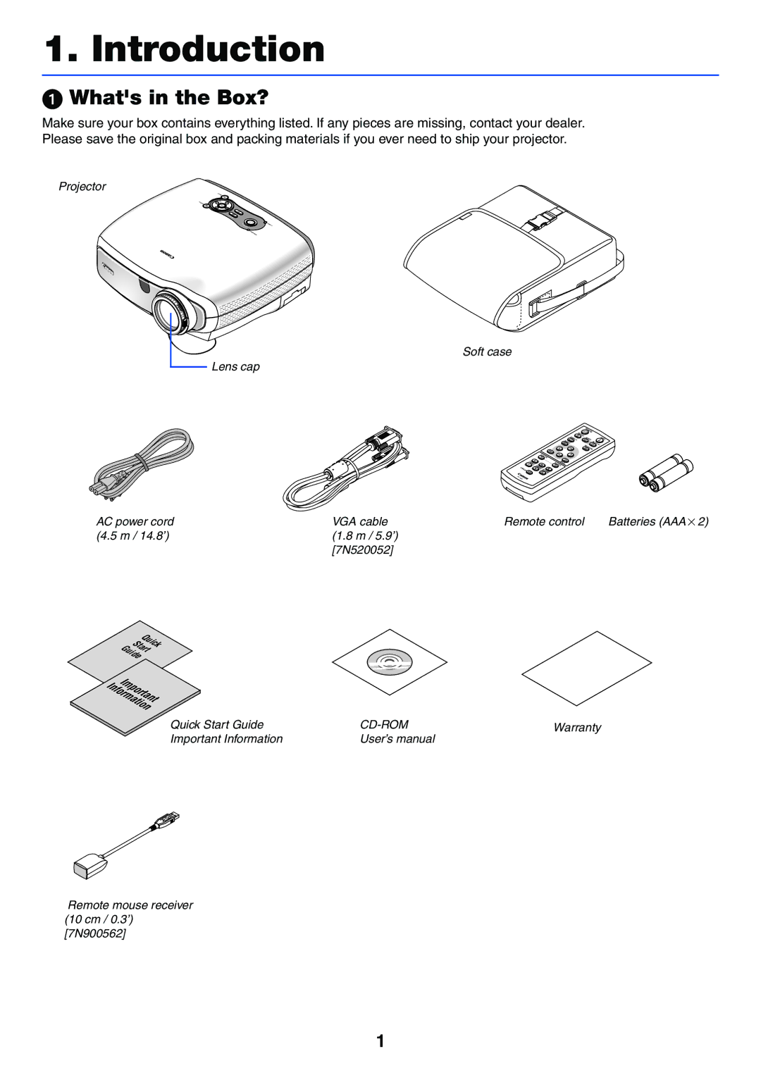 Canon LV-7255 manual Introduction, Whats in the Box? 