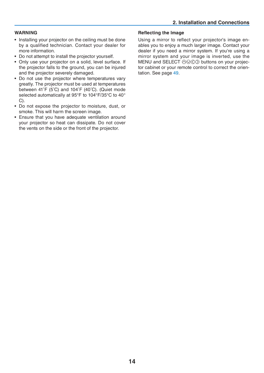 Canon LV-X7, LV-7260, LV-7265 user manual Reflecting the Image 