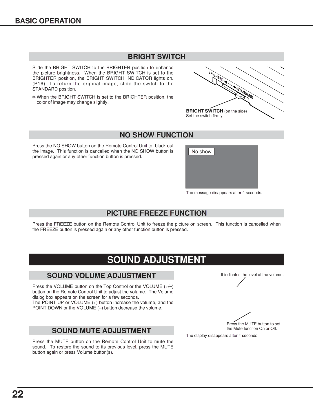 Canon LV-7325U owner manual Sound Adjustment 