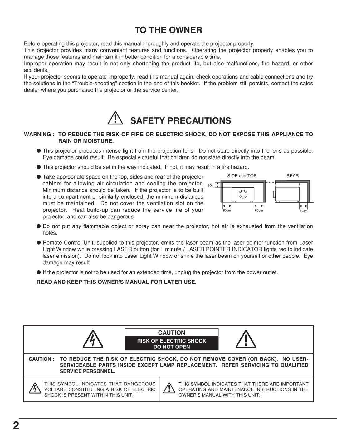 Canon LV-7355 LV-7350 owner manual To the Owner 