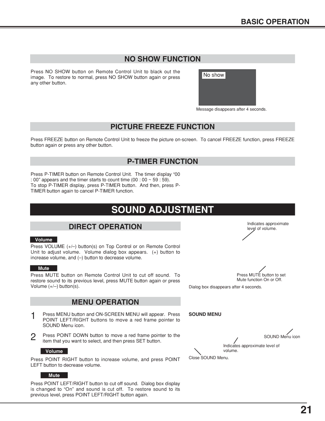 Canon LV-7355 LV-7350 owner manual Sound Adjustment 