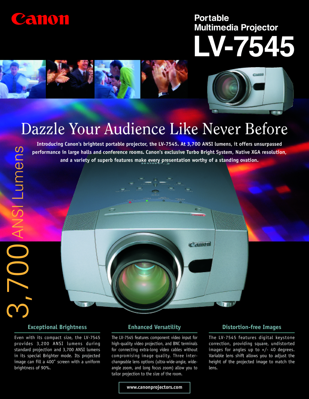 Canon LV-7545 manual Dazzle Your Audience Like Never Before 