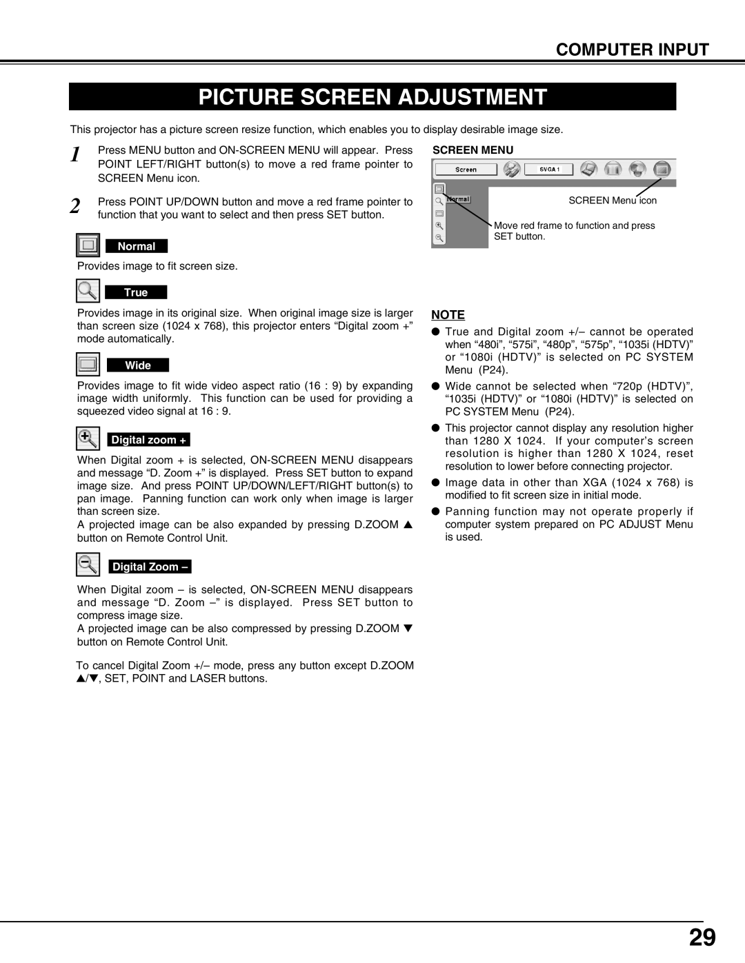 Canon LV-7565F owner manual Picture Screen Adjustment, Screen Menu 