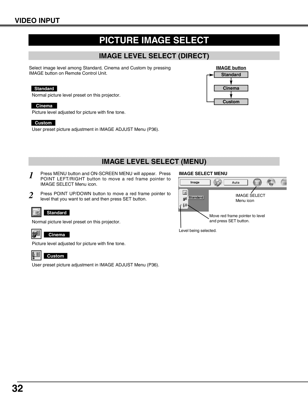 Canon LV-7565F owner manual Picture Image Select, Cinema 