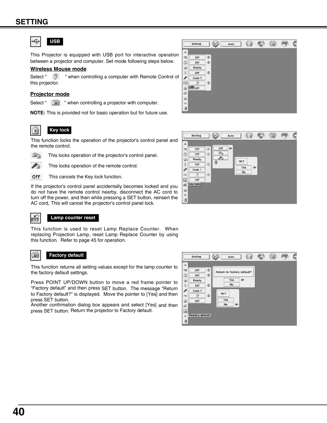 Canon LV-7565F owner manual Wireless Mouse mode, Projector mode, Usb 