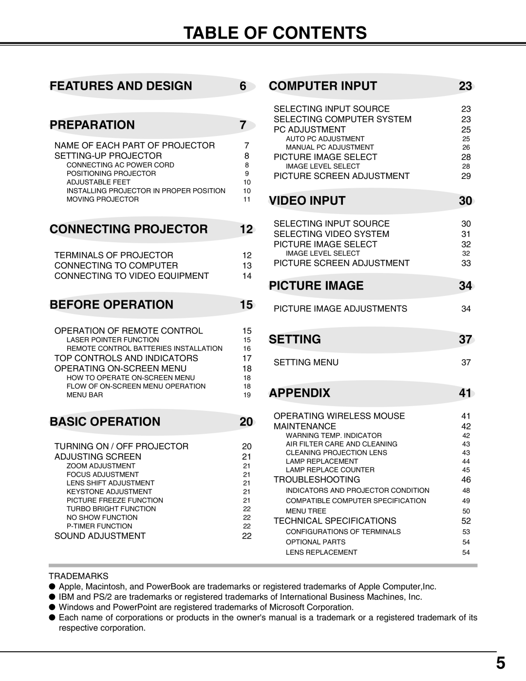 Canon LV-7565F owner manual Table of Contents 