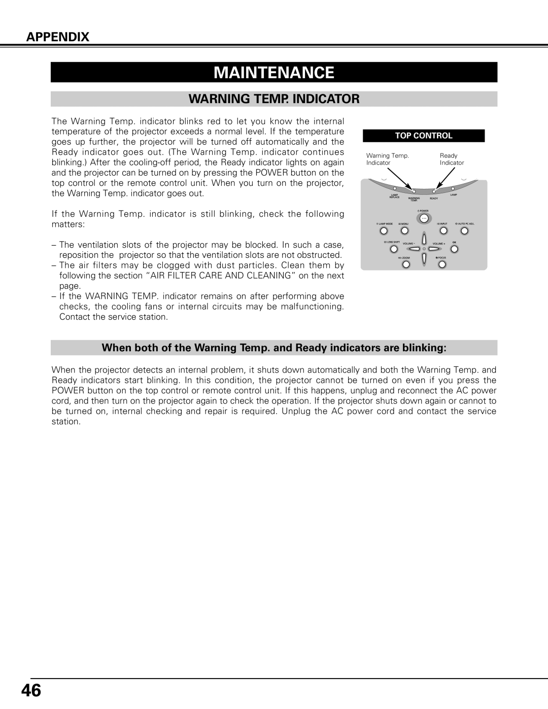 Canon LV-7575 user manual Maintenance, Appendix 