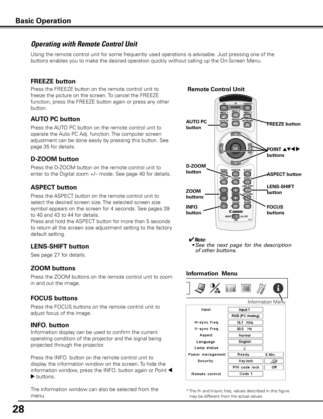 Canon LV-7585 user manual Operating with Remote Control Unit 