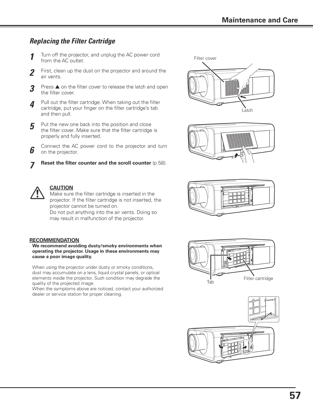 Canon LV-7585 user manual Maintenance and Care 