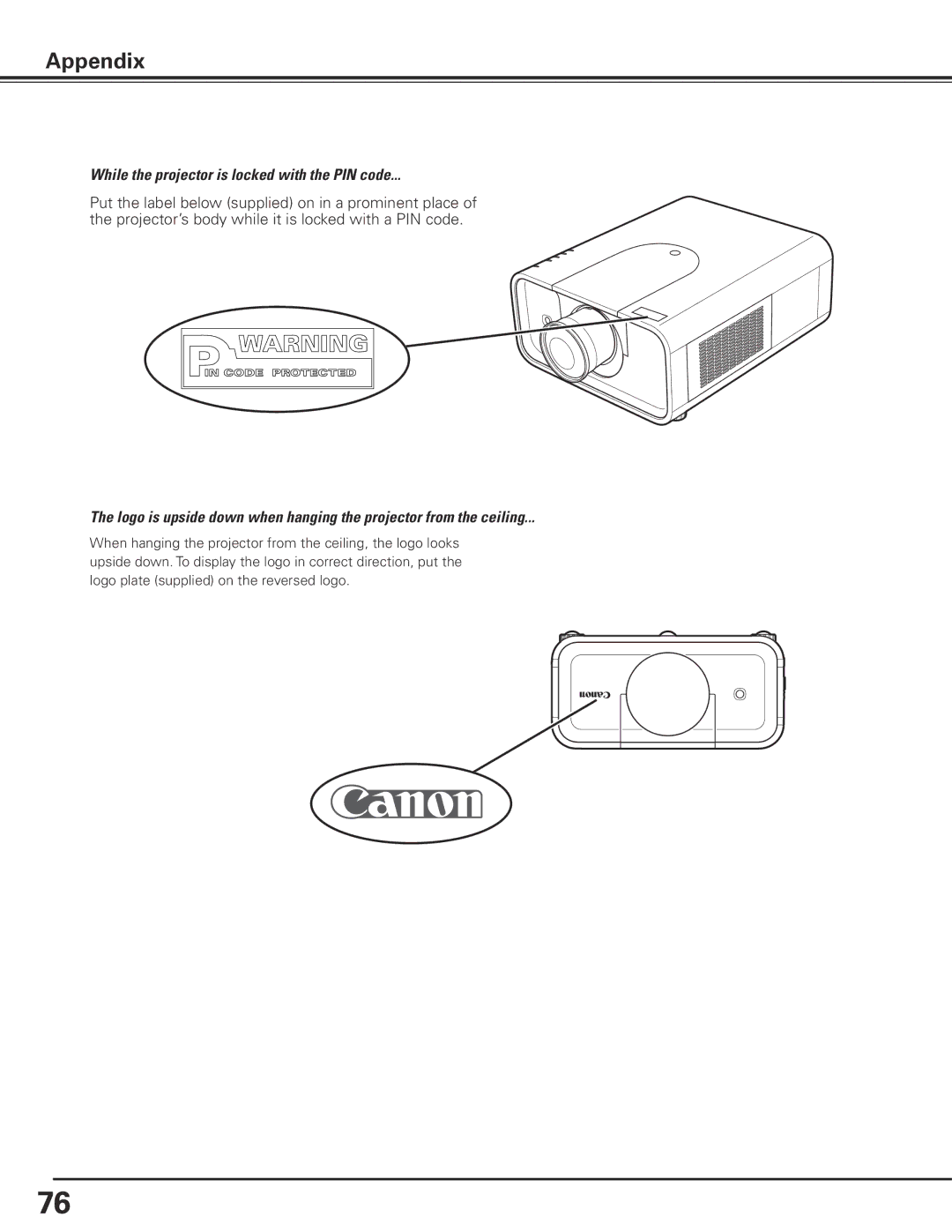 Canon LV-7585 user manual While the projector is locked with the PIN code 