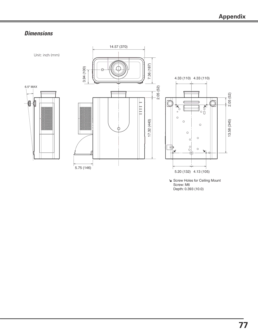 Canon LV-7585 user manual Dimensions 