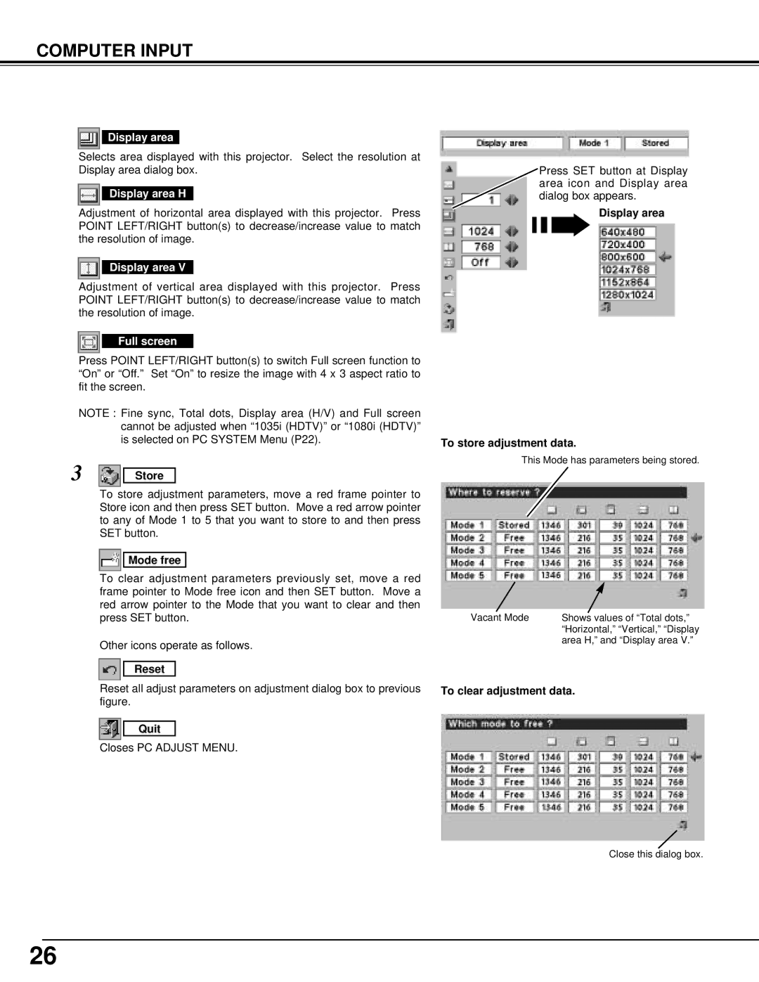 Canon LV-S1 owner manual Display area H, Full screen 