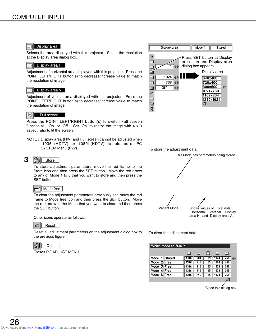 Canon LV-S2 owner manual Display area H, Full screen 