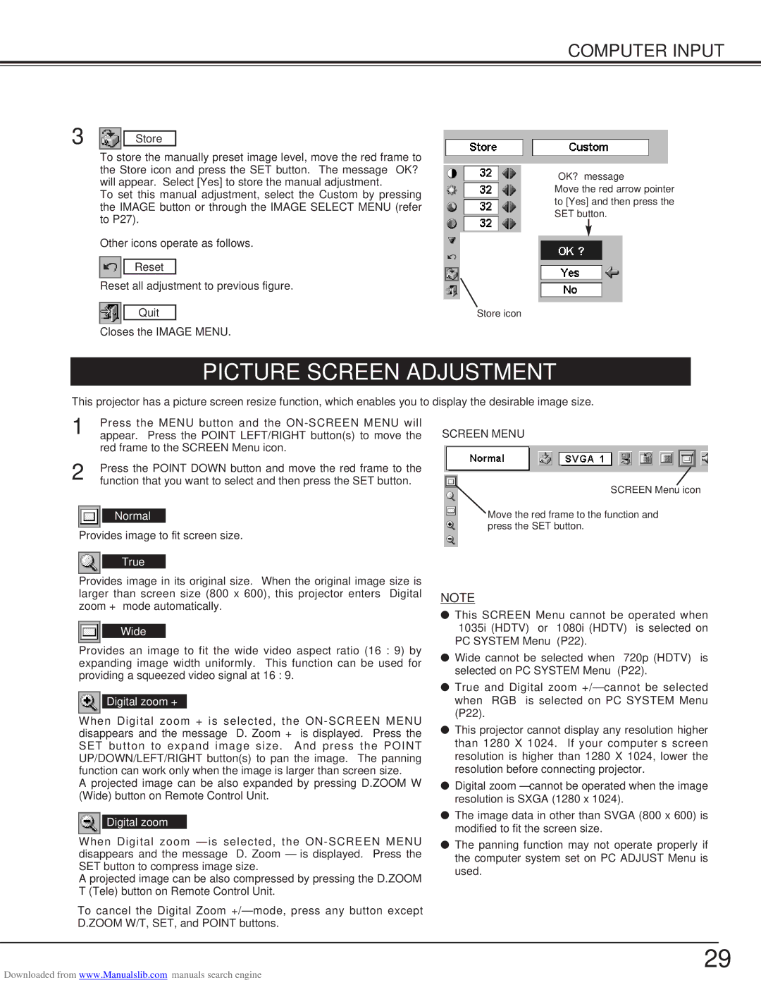 Canon LV-S2 owner manual Picture Screen Adjustment, Screen Menu 