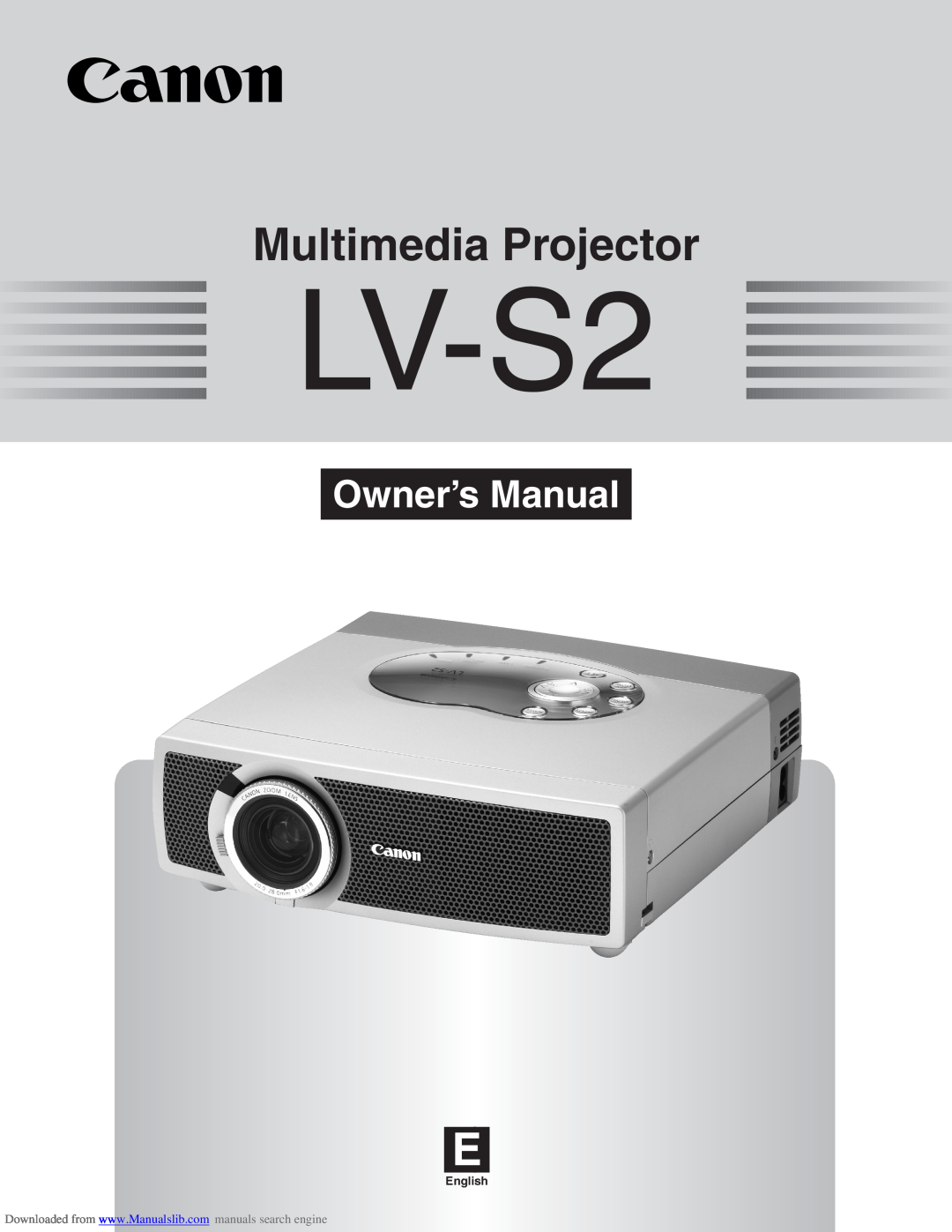 Canon LV-S2 owner manual Multimedia Projector, Owner’s Manual, English 