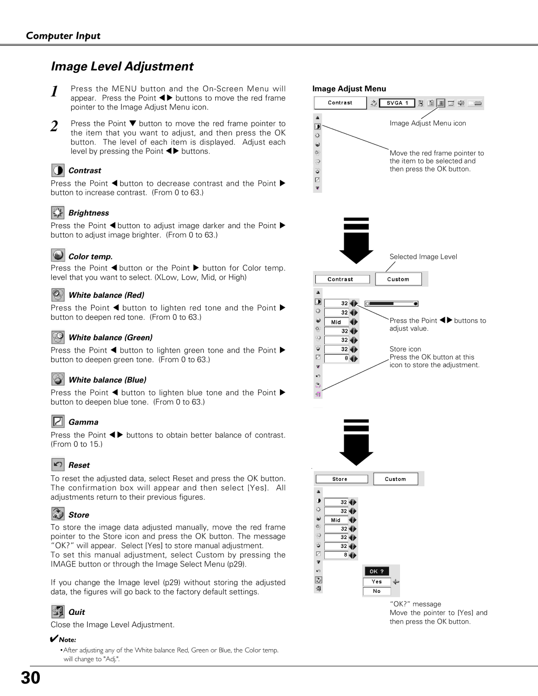 Canon LV-S4 manual Image Level Adjustment 