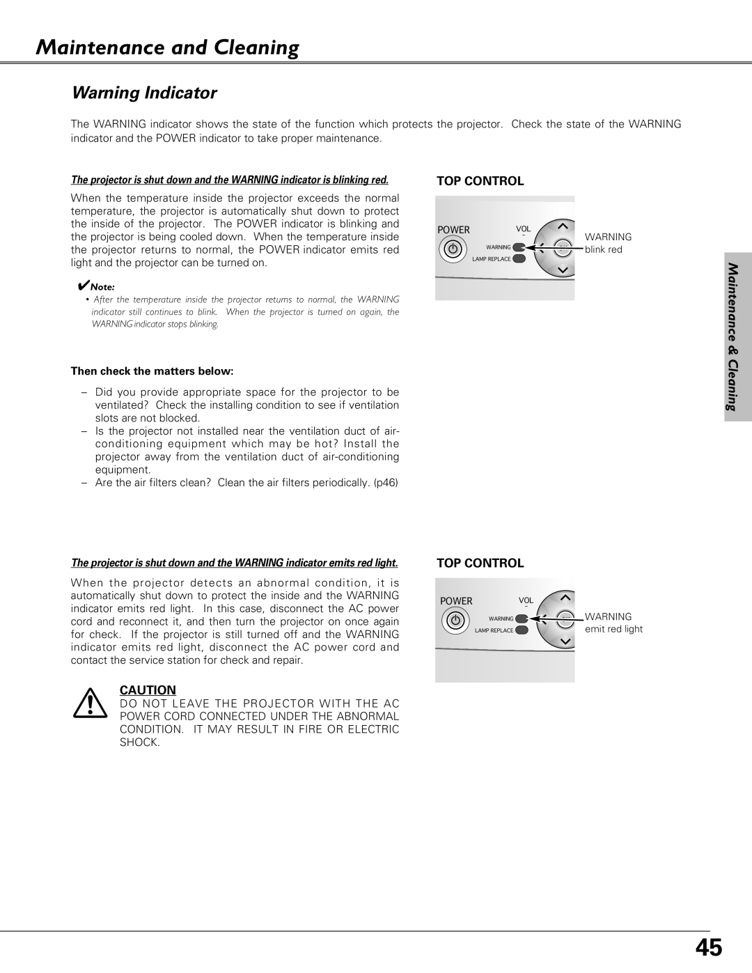 Canon LV-S4 manual Maintenance and Cleaning, Then check the matters below 