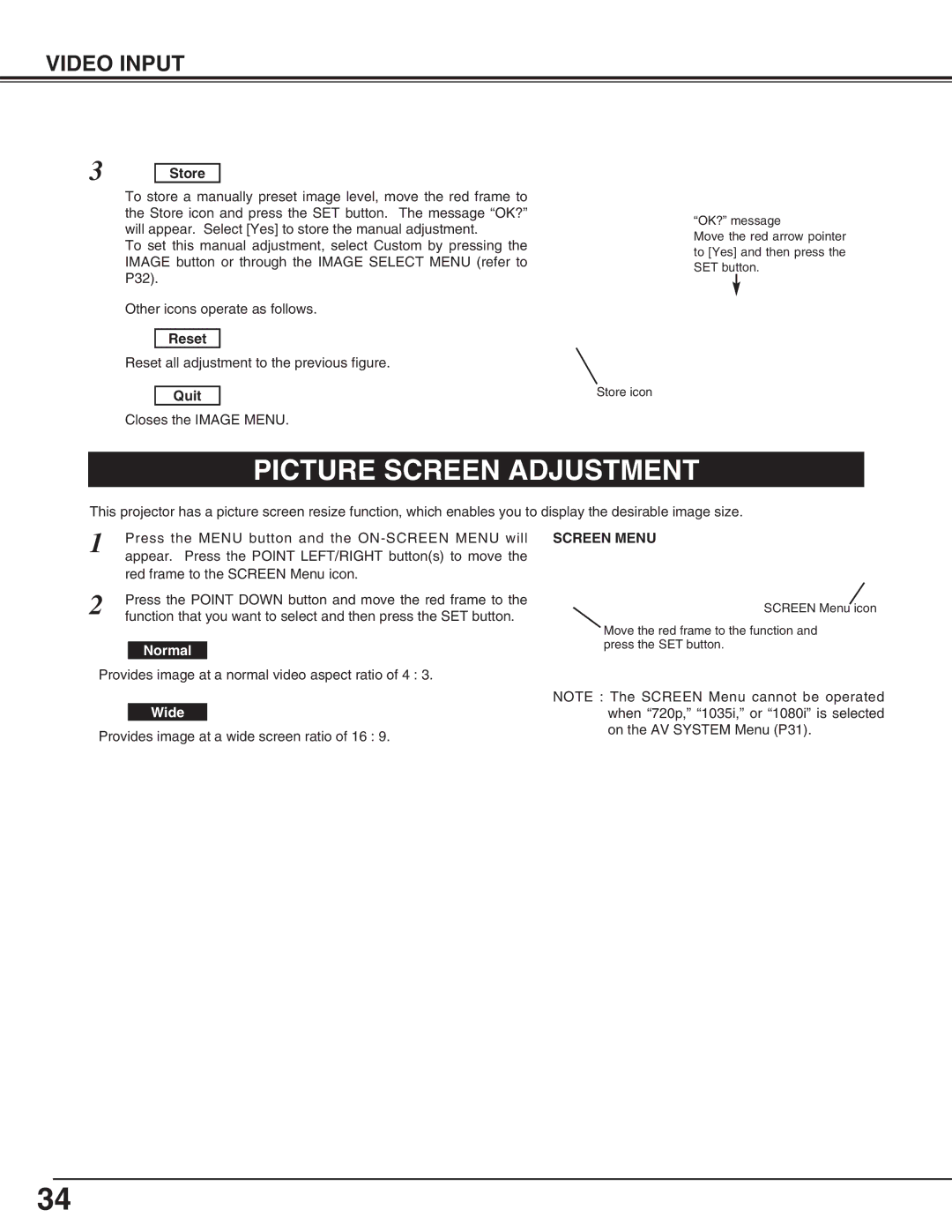 Canon LV-X2 owner manual Reset all adjustment to the previous figure 