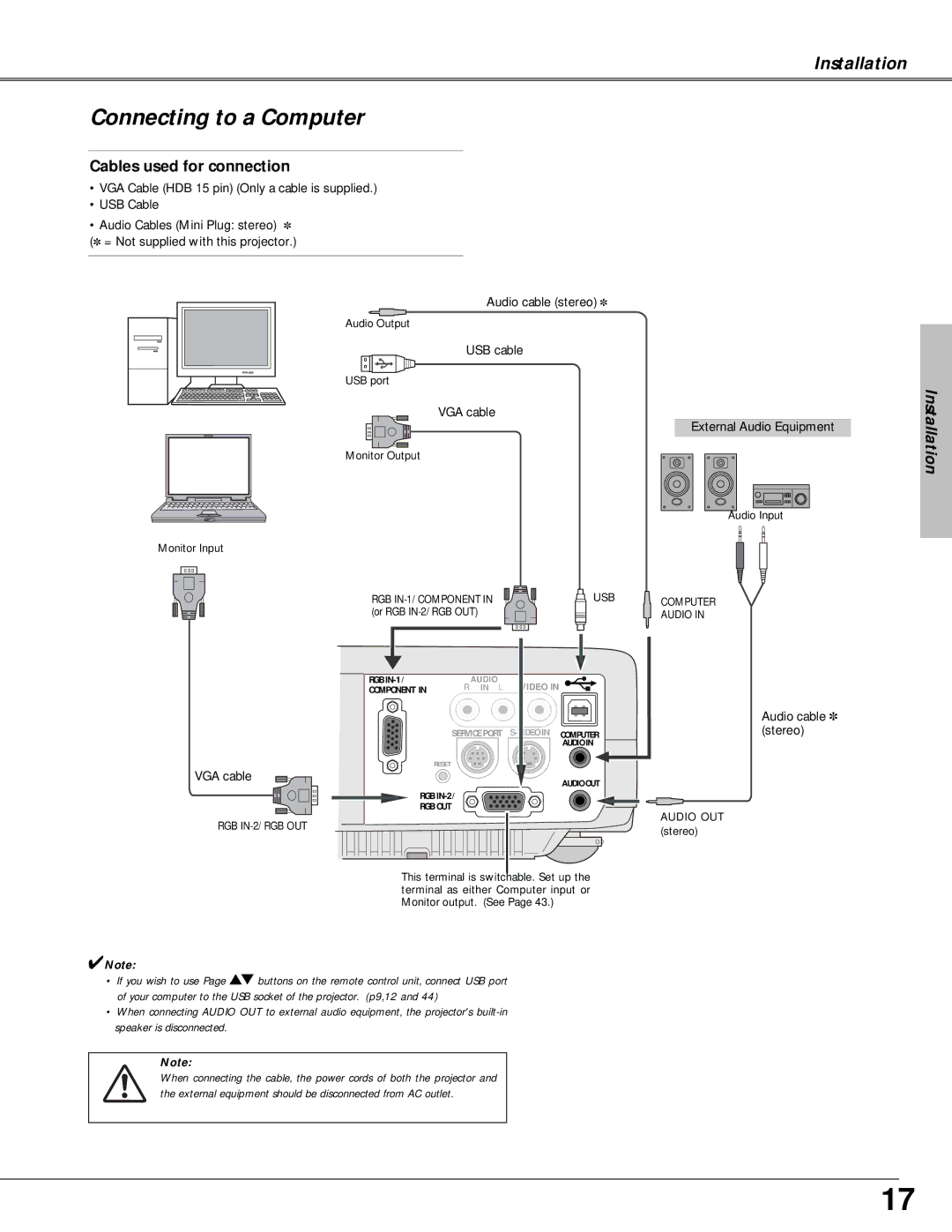 Canon LV-X4 owner manual Connecting to a Computer, Cables used for connection 