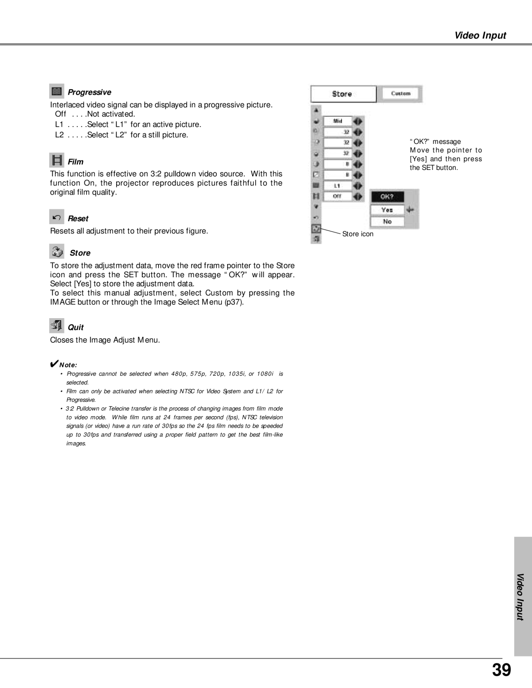 Canon LV-X4 owner manual Progressive, Film 