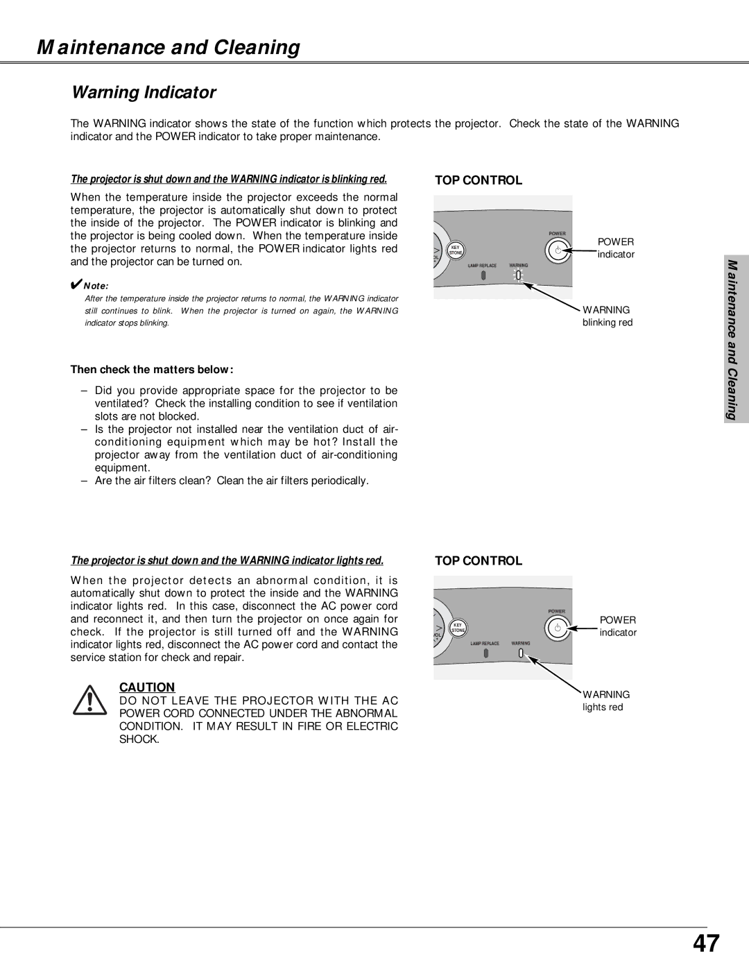 Canon LV-X4 owner manual Maintenance and Cleaning, Then check the matters below 