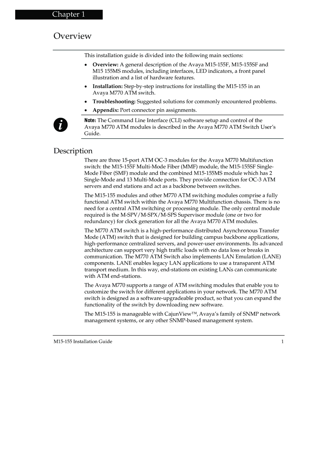 Canon M15-155 manual Overview, Description 