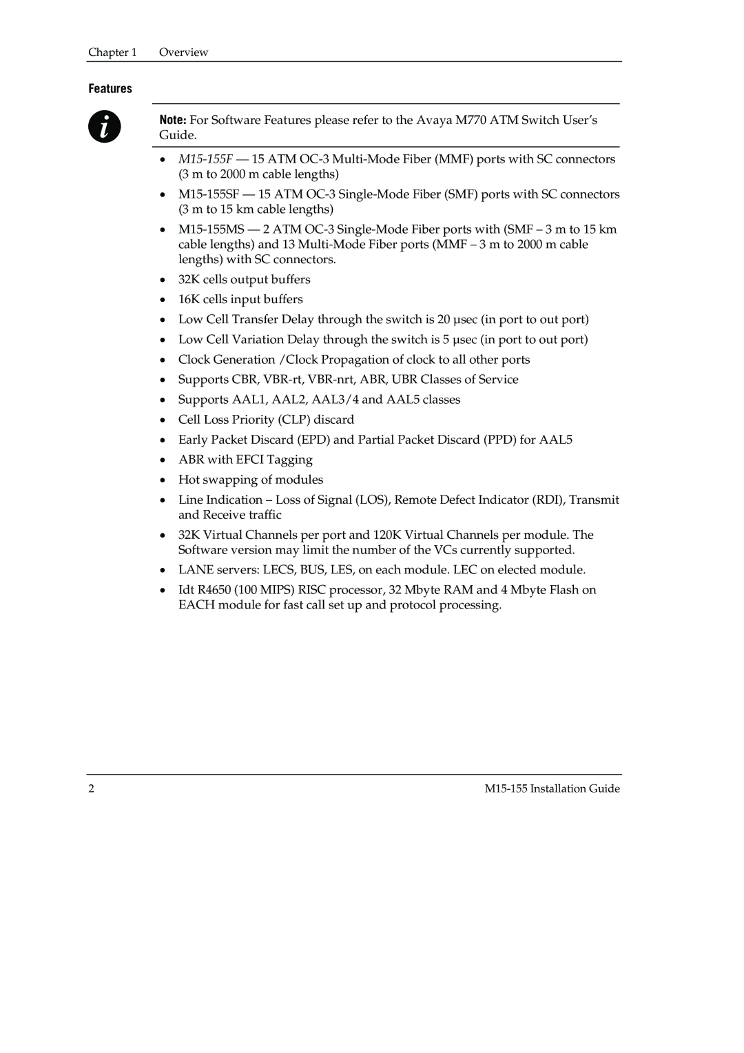 Canon M15-155 manual Features 