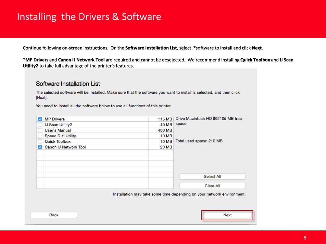 Canon MB2020 manual Installing the Drivers & Software 