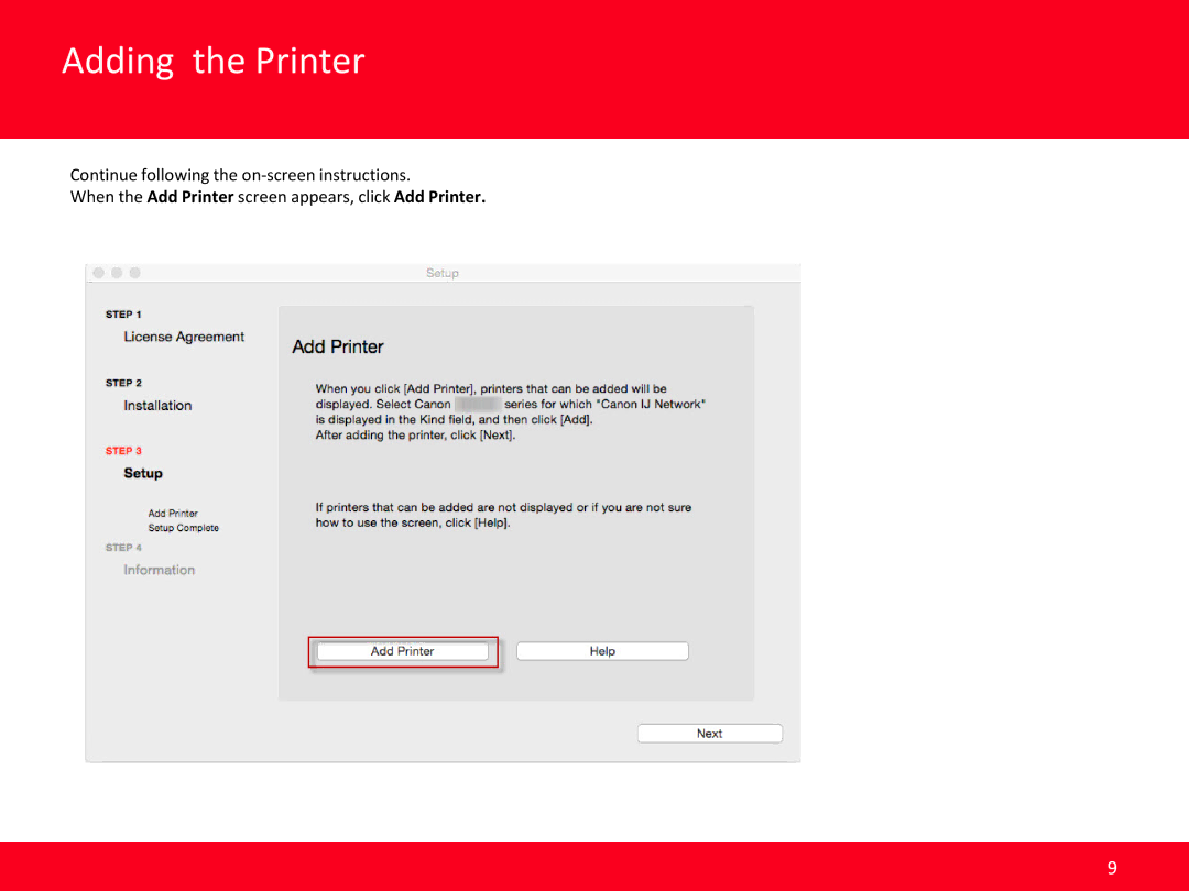 Canon MB2020 manual Adding the Printer 