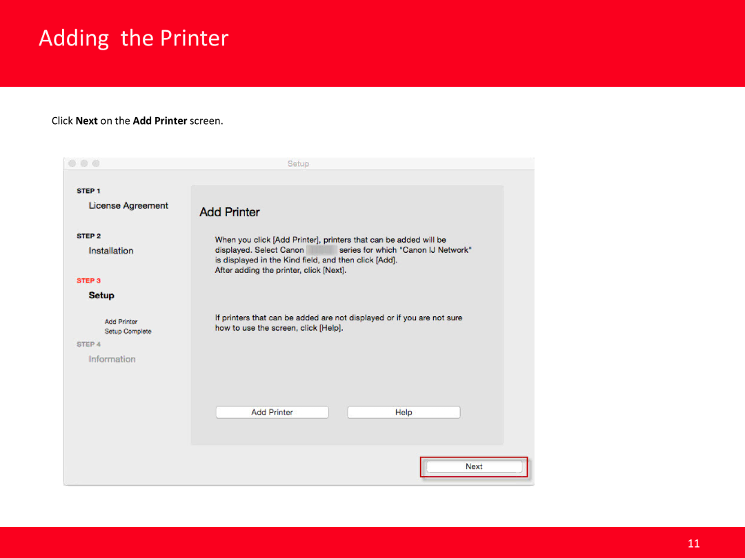 Canon MB5320 manual Click Next on the Add Printer screen 