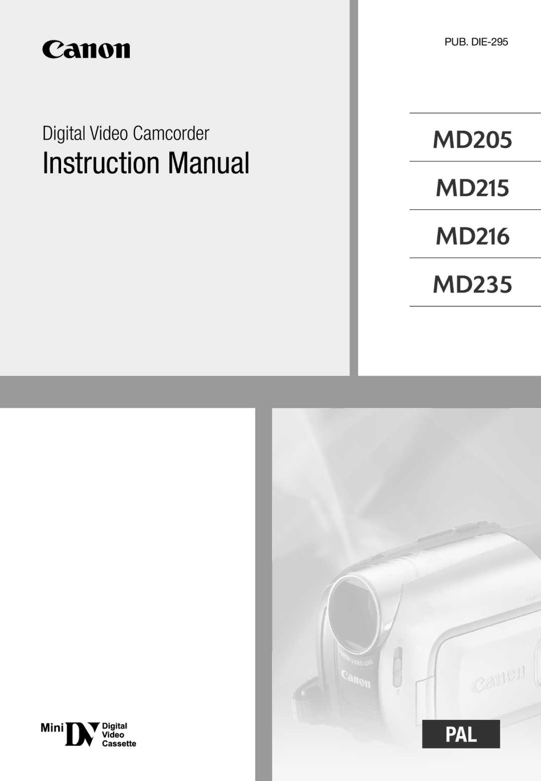 Canon MD 205 instruction manual Pal 