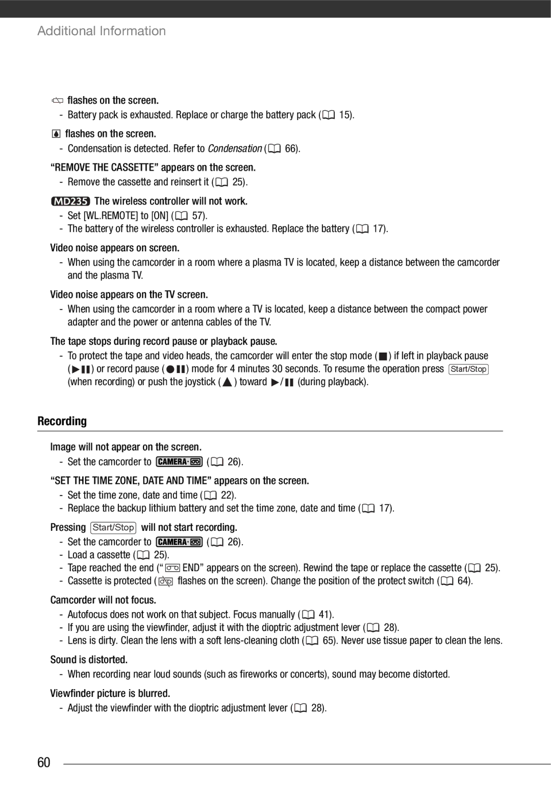 Canon MD 205 instruction manual Recording 