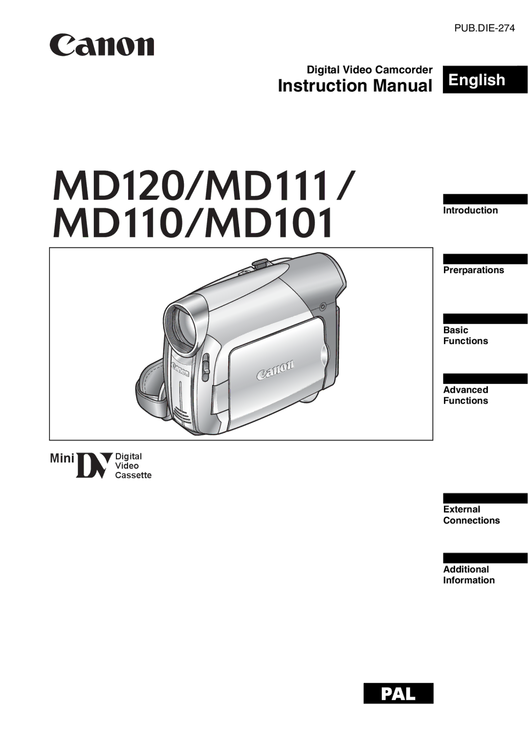 Canon MD110, MD111, MD120, MD101 instruction manual Pal 