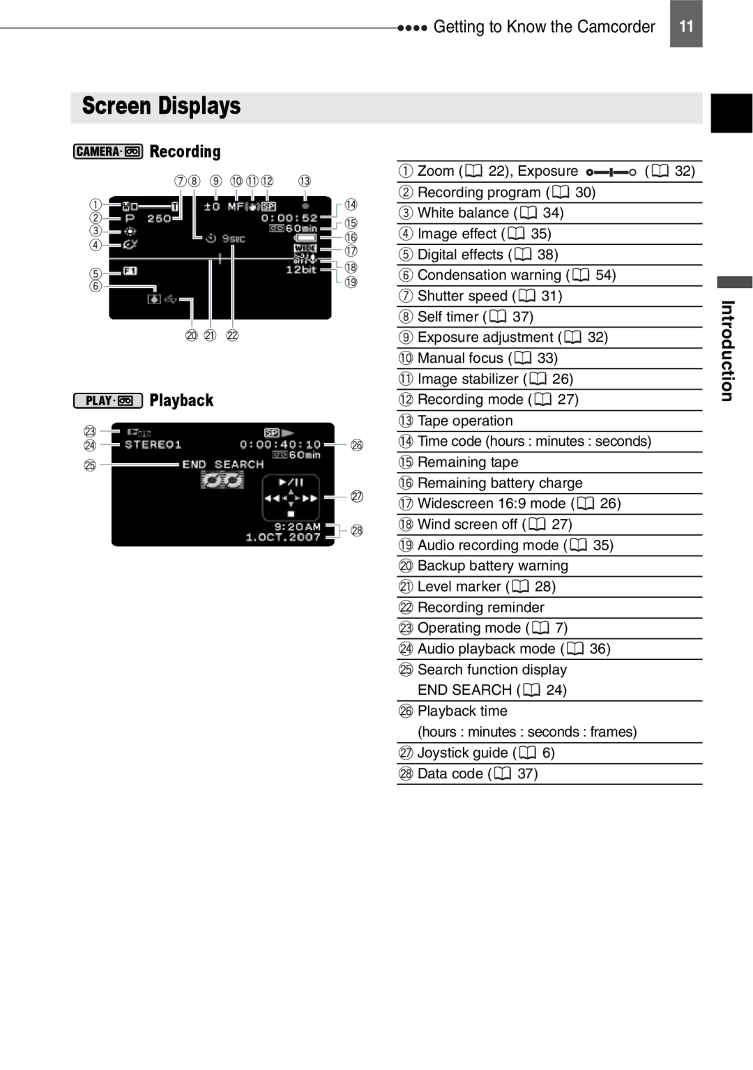 Canon MD101, MD111, MD110, MD120 instruction manual Screen Displays, Recording Playback 