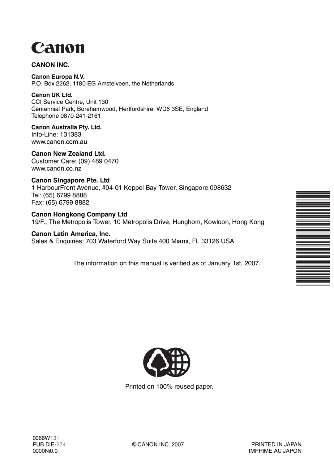 Canon MD101, MD111, MD110, MD120 instruction manual Canon INC 