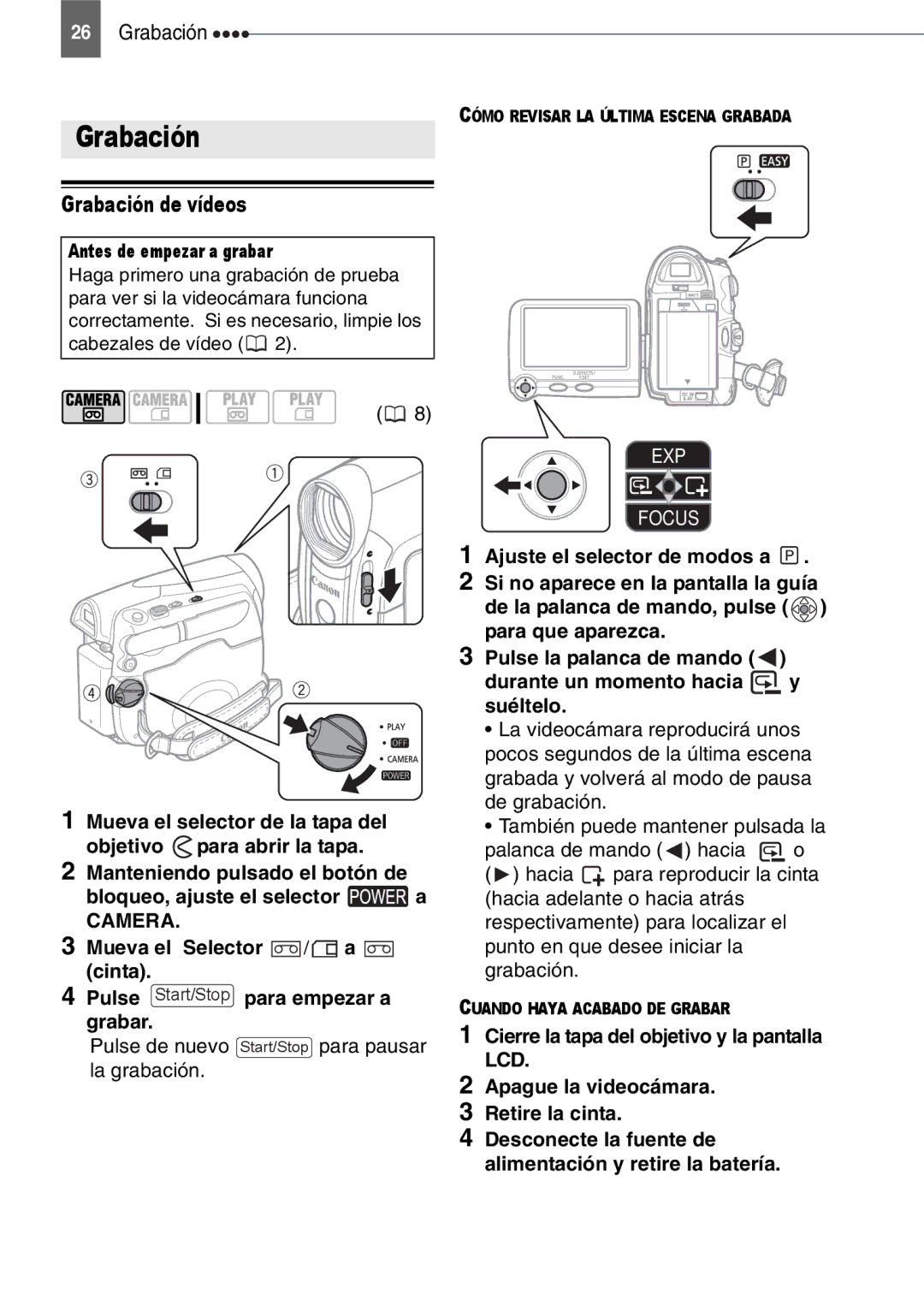 Canon MD130, MD160, MD150, MD140 manual Grabación de vídeos, La grabación 