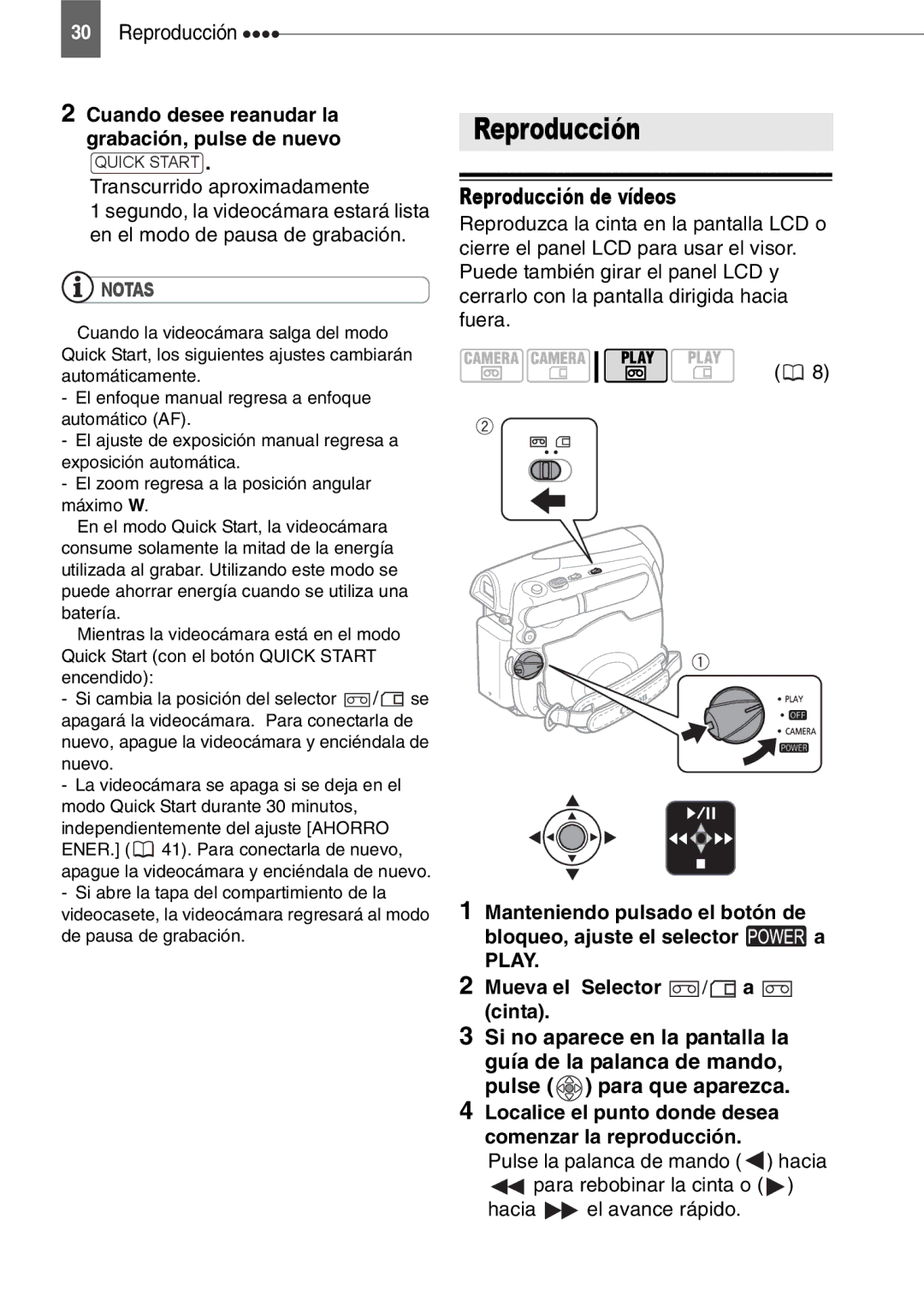 Canon MD130 Reproducción de vídeos, Cuando desee reanudar la Grabación, pulse de nuevo, Transcurrido aproximadamente 