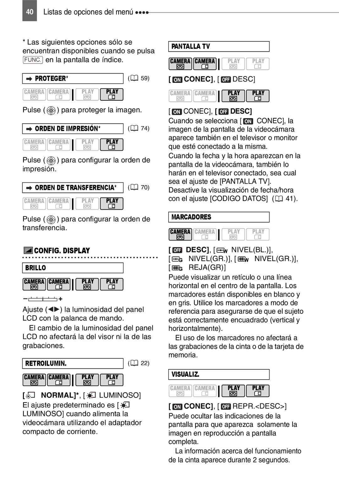 Canon MD160, MD150, MD130, MD140 manual Desc, Nivelbl, Nivelgr, Rejagr 