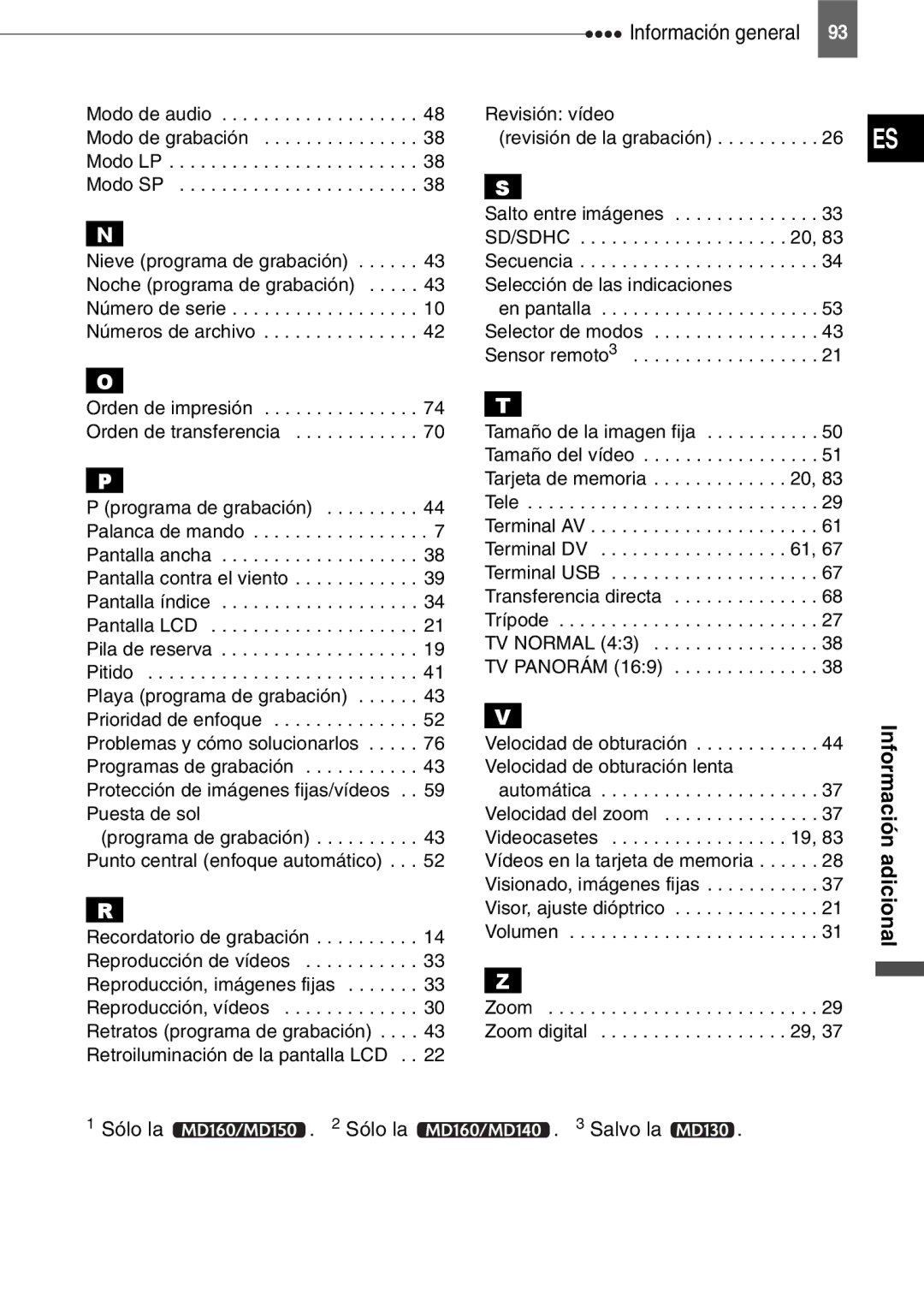 Canon MD150, MD160, MD130, MD140 manual Sólo la Sólo la Salvo la, En pantalla 