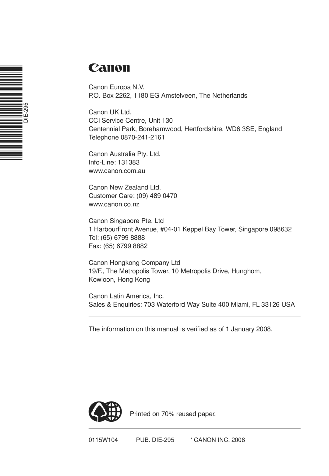 Canon MD205, MD216, MD215, MD235 instruction manual Canon Europa N.V 