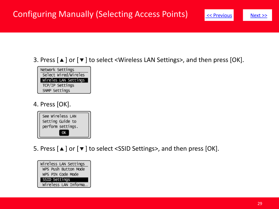 Canon MF4570dw manual Configuring Manually Selecting Access Points 