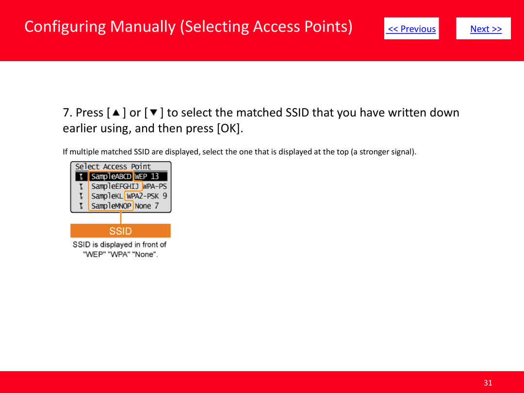 Canon MF4570dw manual Configuring Manually Selecting Access Points 