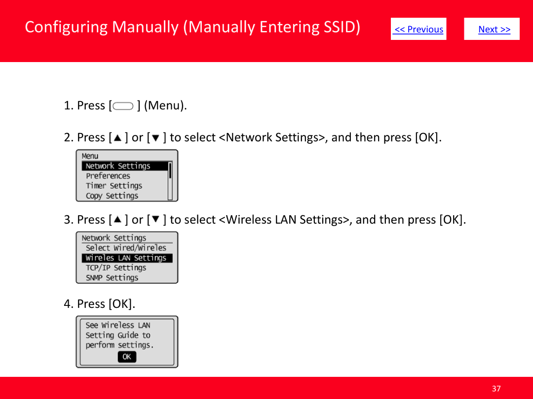 Canon MF4570dw manual Configuring Manually Manually Entering Ssid 