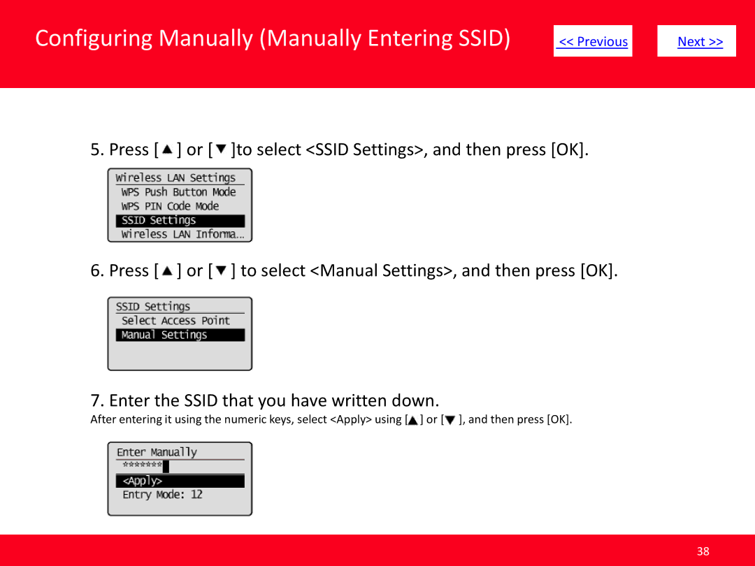 Canon MF4570dw manual Configuring Manually Manually Entering Ssid 