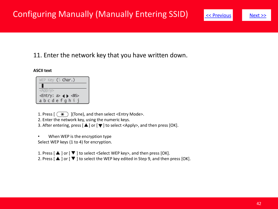 Canon MF4570dw manual Enter the network key that you have written down 